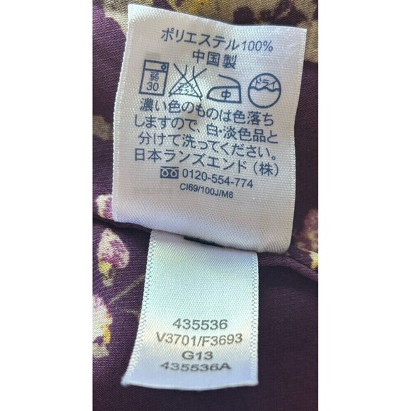 Lands' End Purple Floral Pulllover Pintuck Blouse w Tie Plus Size 18W - Picture 4 of 9